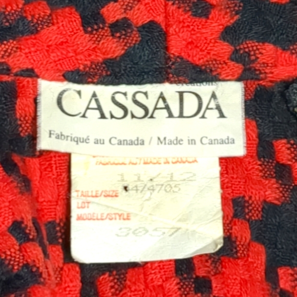CASSADA Red and Black Plaid Vintage Blazer Size 12 - Picture 10 of 13